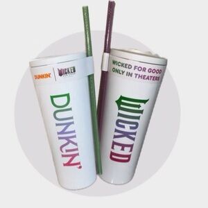 Dunkin' & Wicked White Tumblers with 2 Straws